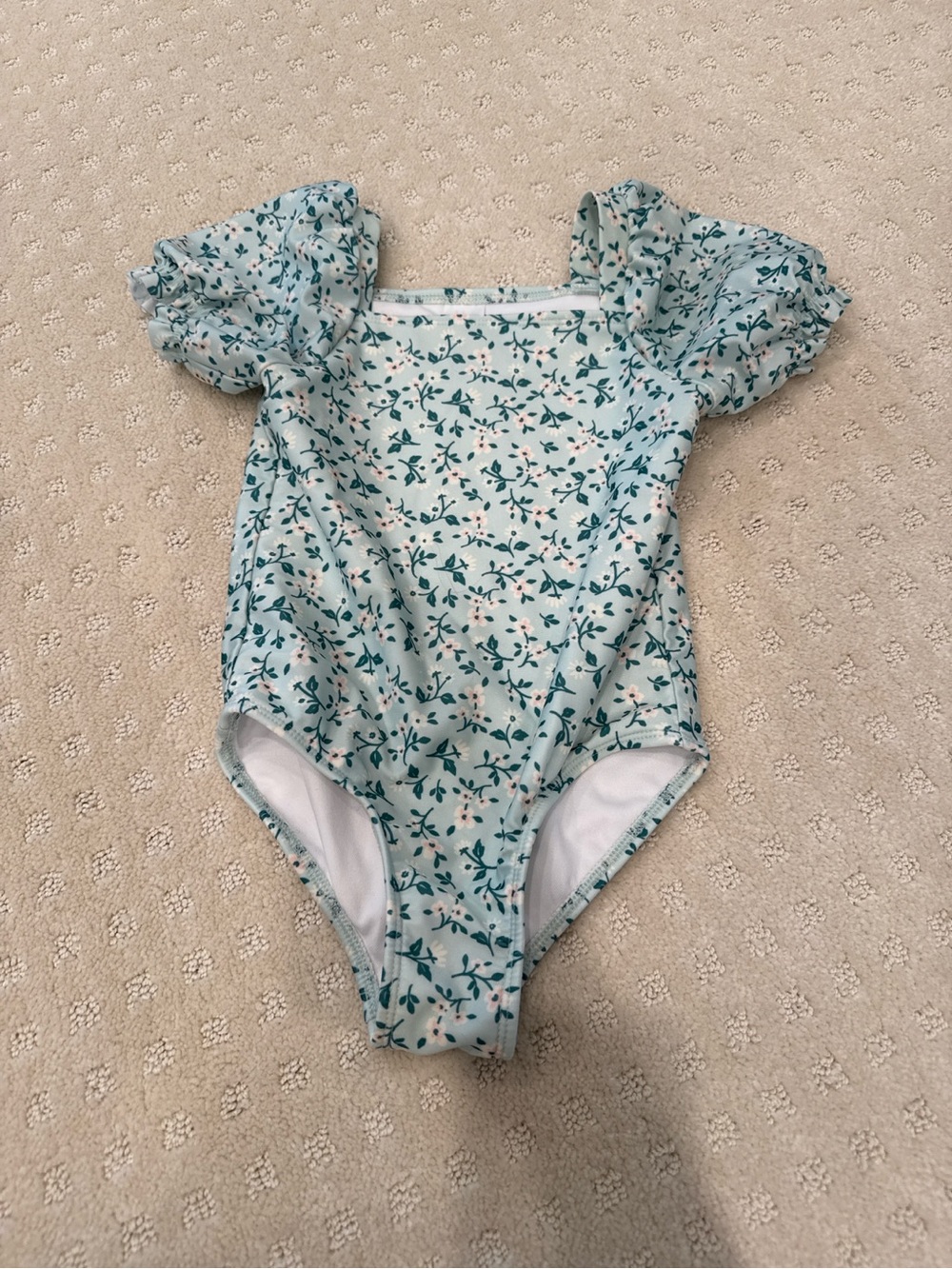 Cat & Jack Girls Floral Puff Sleeve One Piece Swimsuit Size 5T